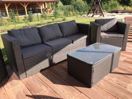 Szary komplet mebli na taras z technorattanu Stefano Set Max Antracite