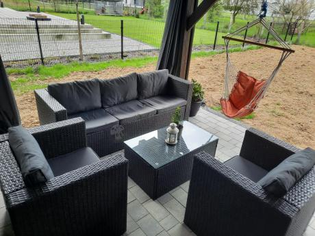 Szary komplet mebli na taras z technorattanu Stefano Set Max Antracite