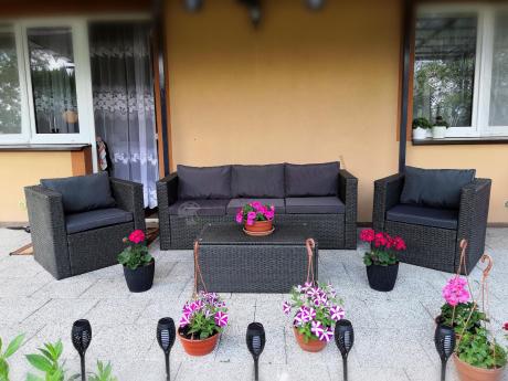 Szary komplet mebli na taras z technorattanu Stefano Set Max Antracite