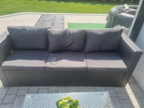 Szary komplet mebli na taras z technorattanu Stefano Set Max Antracite