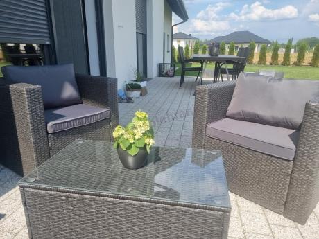 Szary komplet mebli na taras z technorattanu Stefano Set Max Antracite