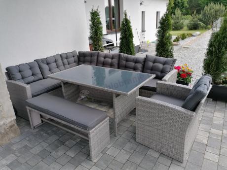 Szary komplet mebli ogrodowych z wysokim stołem Topiano Plus Grey