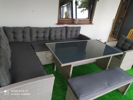 Szary komplet mebli ogrodowych z wysokim stołem Topiano Plus Grey