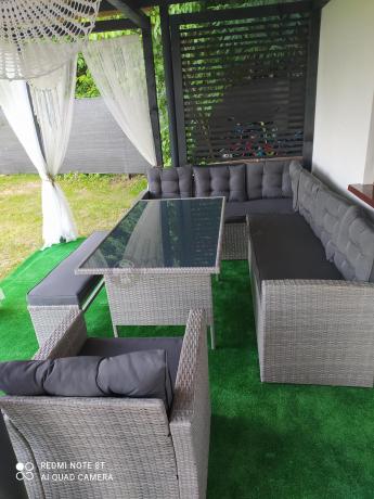 Szary komplet mebli ogrodowych z wysokim stołem Topiano Plus Grey