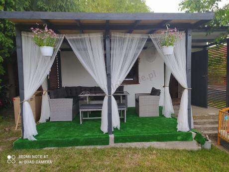 Szary komplet mebli ogrodowych z wysokim stołem Topiano Plus Grey