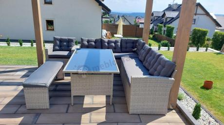 Szary komplet mebli ogrodowych z wysokim stołem Topiano Plus Grey