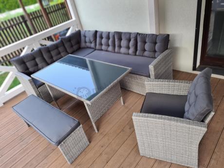 Szary komplet mebli ogrodowych z wysokim stołem Topiano Plus Grey