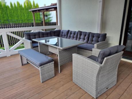 Szary komplet mebli ogrodowych z wysokim stołem Topiano Plus Grey