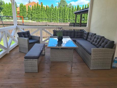 Szary komplet mebli ogrodowych z wysokim stołem Topiano Plus Grey