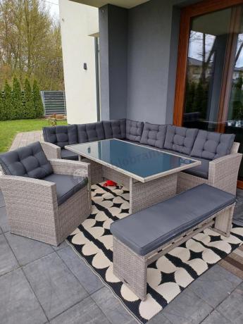 Szary komplet mebli ogrodowych z wysokim stołem Topiano Plus Grey