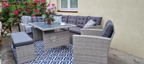 Szary komplet mebli ogrodowych z wysokim stołem Topiano Plus Grey