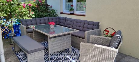 Szary komplet mebli ogrodowych z wysokim stołem Topiano Plus Grey