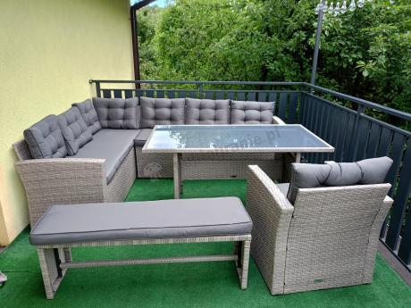 Szary komplet mebli ogrodowych z wysokim stołem Topiano Plus Grey