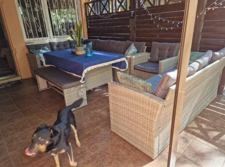 Szary komplet mebli ogrodowych z wysokim stołem Topiano Plus Grey