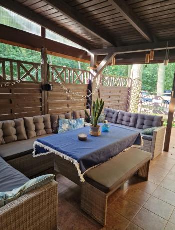 Szary komplet mebli ogrodowych z wysokim stołem Topiano Plus Grey