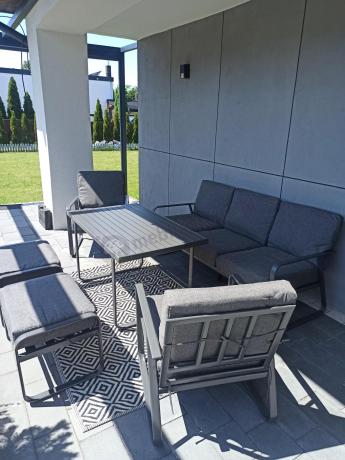 Szary komplet nowoczesnych mebli na taras Ater Dining - Dark Grey