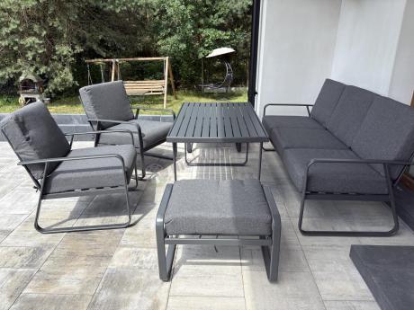 Szary komplet nowoczesnych mebli na taras Ater Dining - Dark Grey