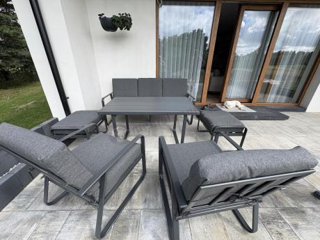 Szary komplet nowoczesnych mebli na taras Ater Dining - Dark Grey