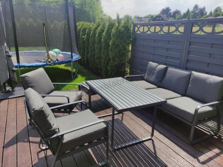 Szary komplet nowoczesnych mebli na taras Ater Dining - Dark Grey