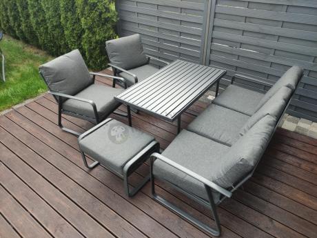 Szary komplet nowoczesnych mebli na taras Ater Dining - Dark Grey