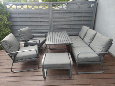 Szary komplet nowoczesnych mebli na taras Ater Dining - Dark Grey