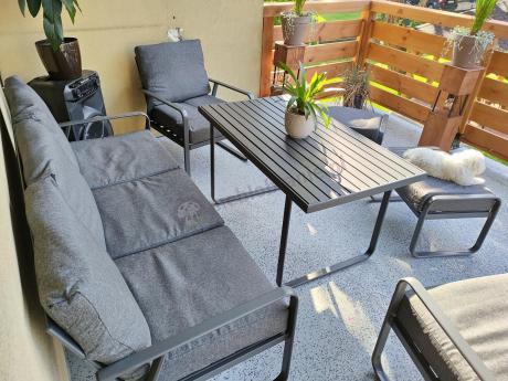 Szary komplet nowoczesnych mebli na taras Ater Dining - Dark Grey