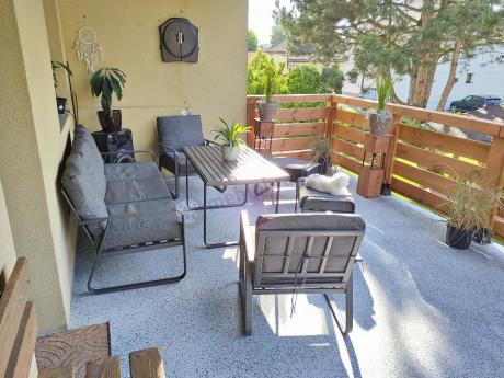 Szary komplet nowoczesnych mebli na taras Ater Dining - Dark Grey