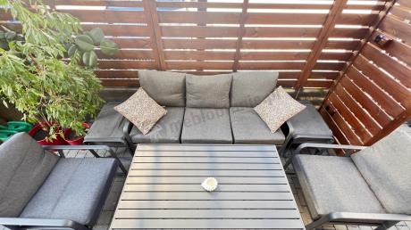 Szary komplet nowoczesnych mebli na taras Ater Dining - Dark Grey