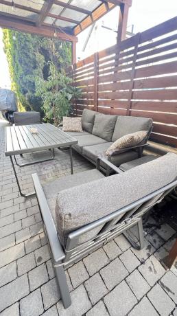 Szary komplet nowoczesnych mebli na taras Ater Dining - Dark Grey