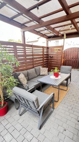 Szary komplet nowoczesnych mebli na taras Ater Dining - Dark Grey