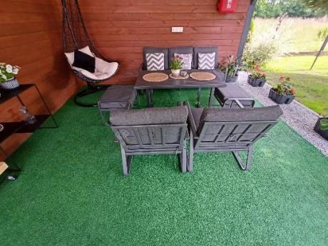 Szary komplet nowoczesnych mebli na taras Ater Dining - Dark Grey
