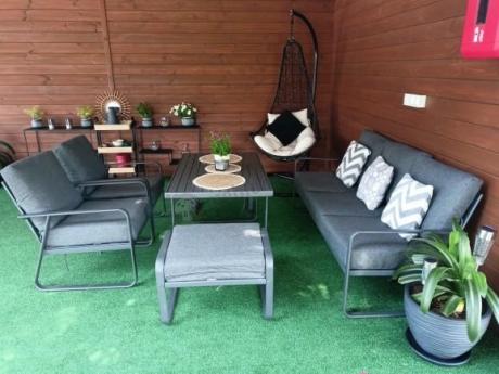 Szary komplet nowoczesnych mebli na taras Ater Dining - Dark Grey