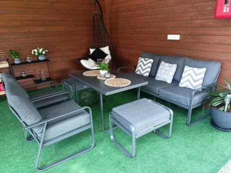 Szary komplet nowoczesnych mebli na taras Ater Dining - Dark Grey