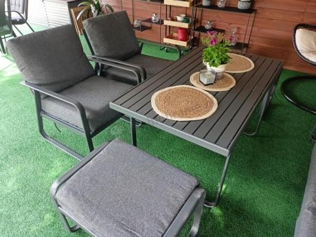 Szary komplet nowoczesnych mebli na taras Ater Dining - Dark Grey