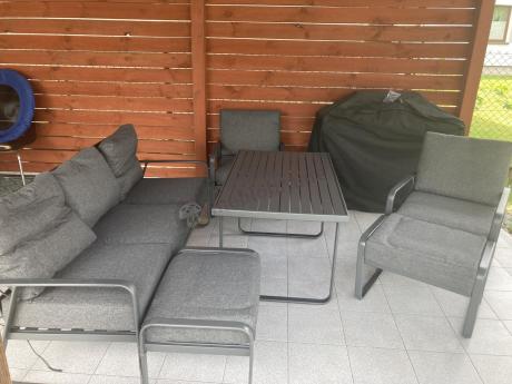 Szary komplet nowoczesnych mebli na taras Ater Dining - Dark Grey