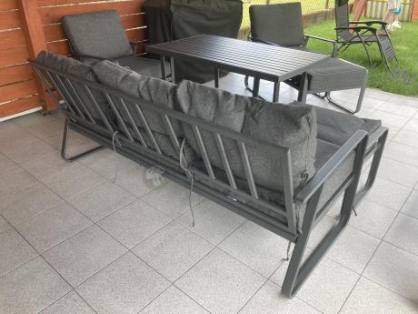 Szary komplet nowoczesnych mebli na taras Ater Dining - Dark Grey