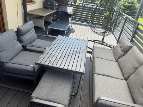 Szary komplet nowoczesnych mebli na taras Ater Dining - Dark Grey