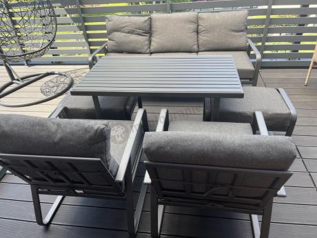 Szary komplet nowoczesnych mebli na taras Ater Dining - Dark Grey
