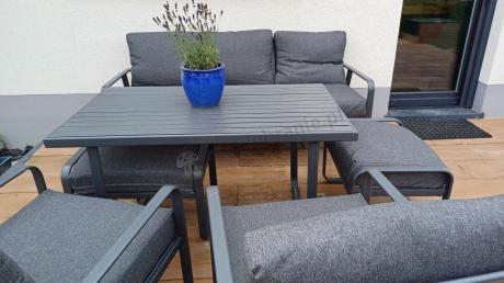 Szary komplet nowoczesnych mebli na taras Ater Dining - Dark Grey