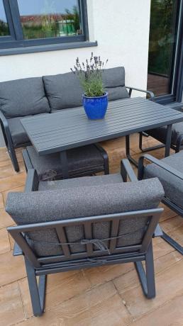 Szary komplet nowoczesnych mebli na taras Ater Dining - Dark Grey
