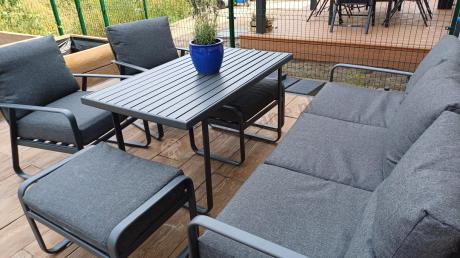 Szary komplet nowoczesnych mebli na taras Ater Dining - Dark Grey