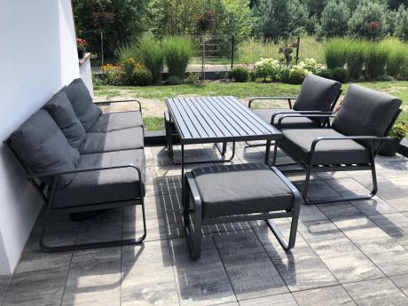 Szary komplet nowoczesnych mebli na taras Ater Dining - Dark Grey