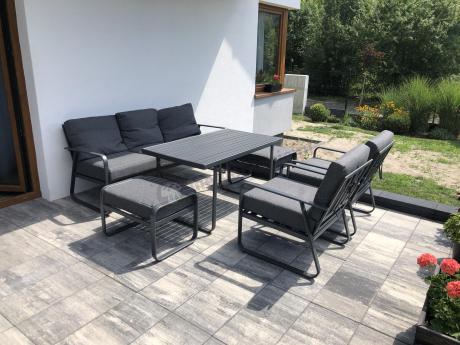 Szary komplet nowoczesnych mebli na taras Ater Dining - Dark Grey