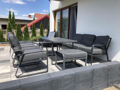 Szary komplet nowoczesnych mebli na taras Ater Dining - Dark Grey