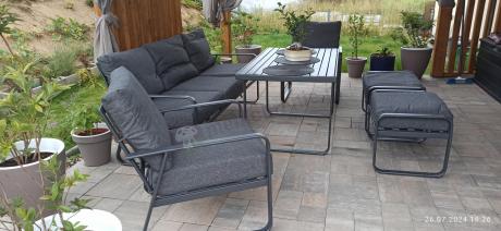Szary komplet nowoczesnych mebli na taras Ater Dining - Dark Grey