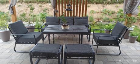 Szary komplet nowoczesnych mebli na taras Ater Dining - Dark Grey