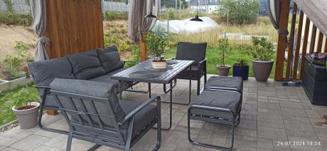 Szary komplet nowoczesnych mebli na taras Ater Dining - Dark Grey