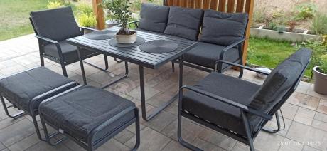 Szary komplet nowoczesnych mebli na taras Ater Dining - Dark Grey