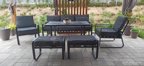 Szary komplet nowoczesnych mebli na taras Ater Dining - Dark Grey