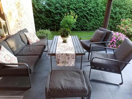 Szary komplet nowoczesnych mebli na taras Ater Dining - Dark Grey